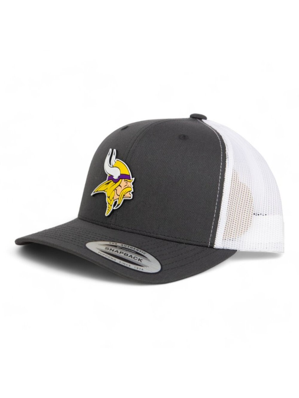 Minnesota Vikings 3D YP Snapback Trucker Hat- Charcoal/ White